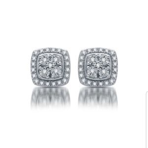 DIAMOND EARRINGS  1/10 TW SET IN STERLING SILVER